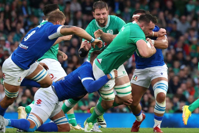 Jack Conan, with ball, suffered injury against Italy (Damien Eagers/PA)