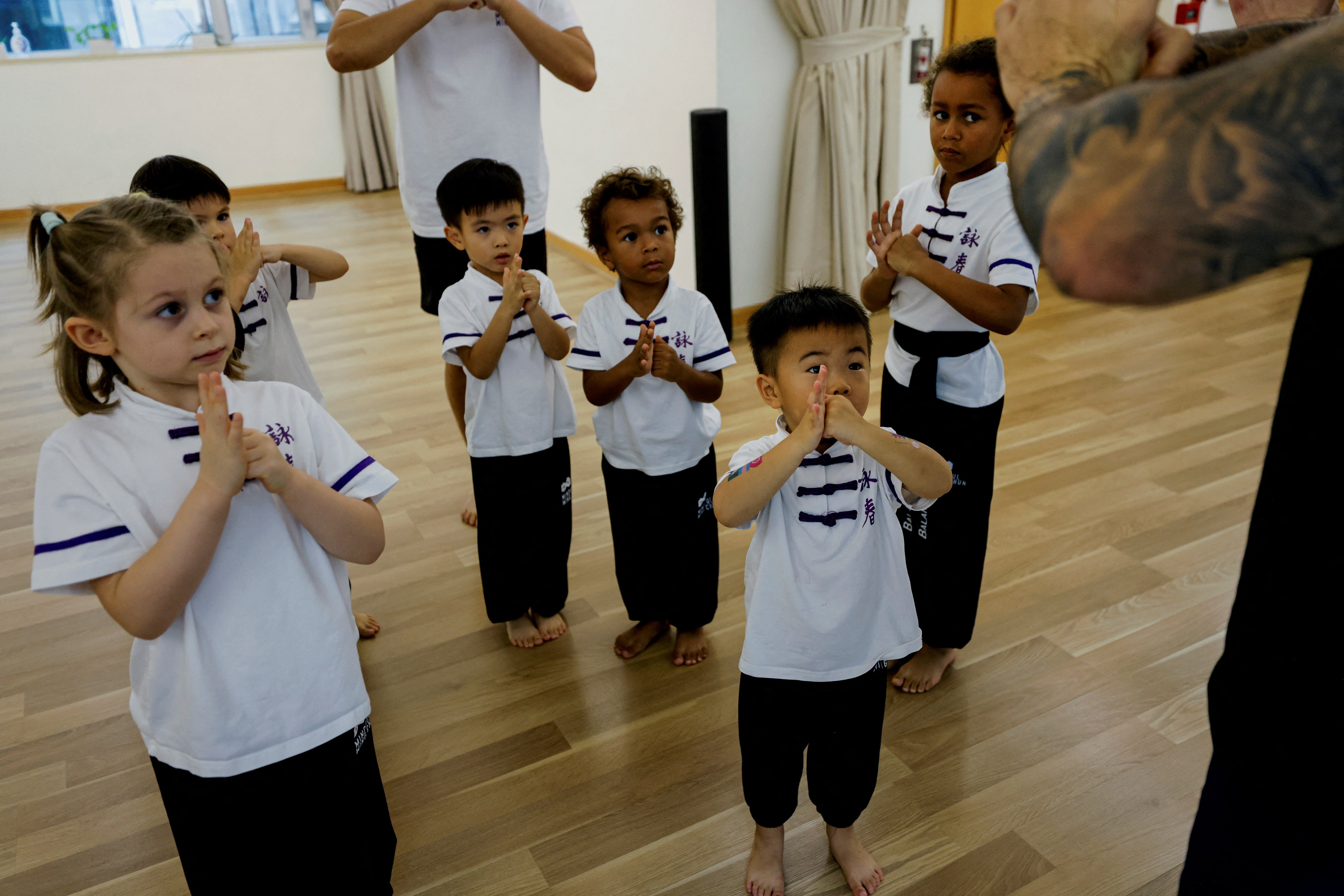 Sebby Peng, three-and-a-half years old, studies at the Mindful Wing Chun School