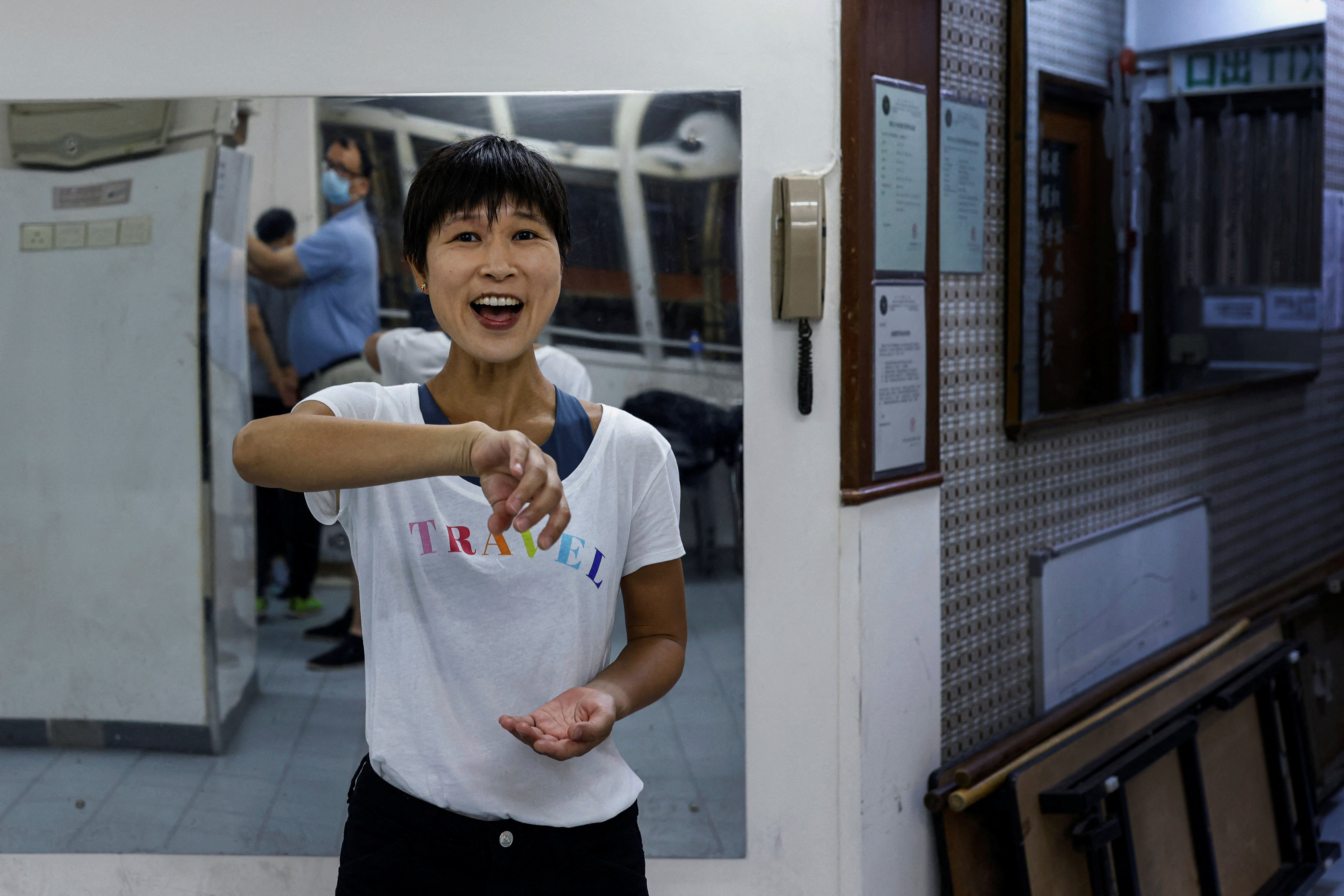 Rachel Chan, 37, poses for a photo at a Wing Chun school