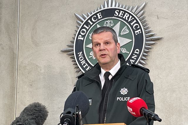 Police Service of Northern Ireland Assistant Chief Constable Chris Todd speaks to members of the media about a data breach involving officers and civilian staff (Rebecca Black/PA)