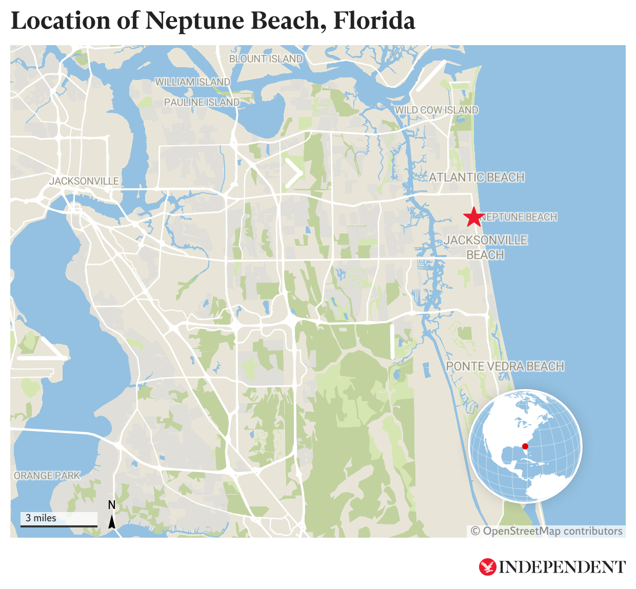The location of Neptune Beach in northern Florida, where the winning Mega Millions ticket was purchased