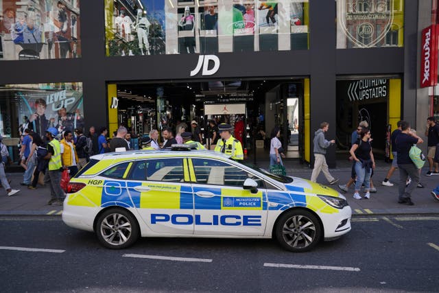 Police on Oxford Street, central London (Jonathan Brady/PA)