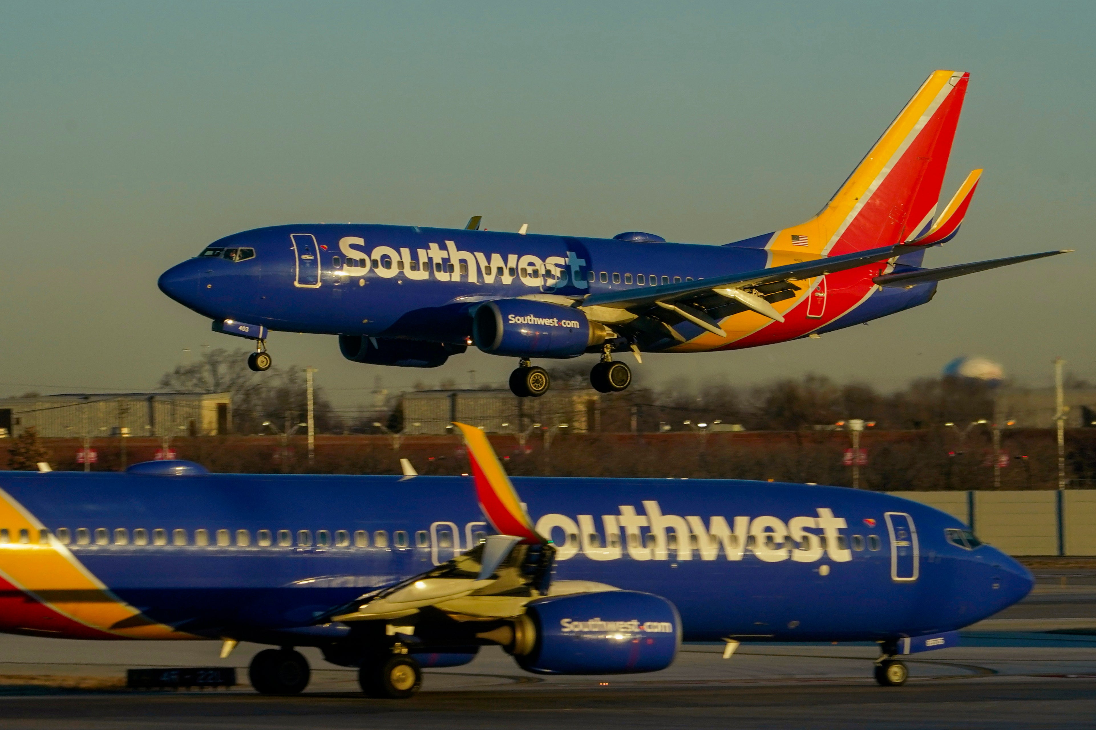 Southwest Airlines plane prepares to land at Midway International Airport, Feb. 12, 2023, in Chicago.