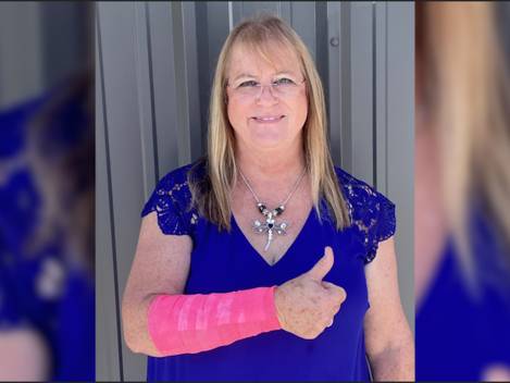 Texas woman Peggy Jones has recalled the horror of being attacked by a snake and a hawk at the same time as she moved the lawn