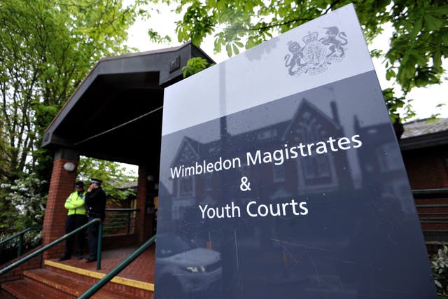 The defendant appeared at Wimbledon Magistrates’ Court (Andrew Matthews/PA)