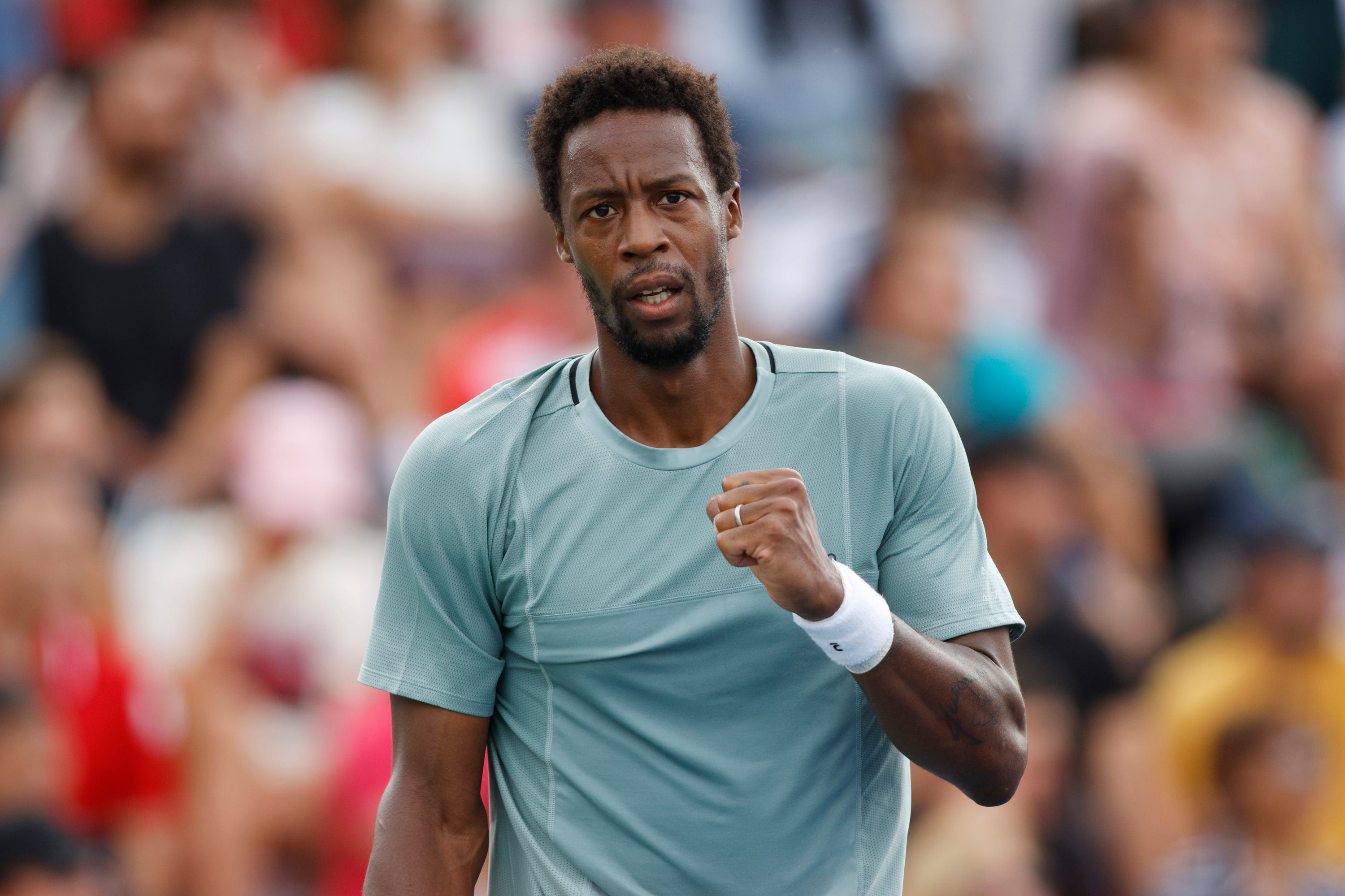 Gael Monfils knocked out Stefanos Tsitsipas in Canada (Cole Burston/The Canadian Press via AP)