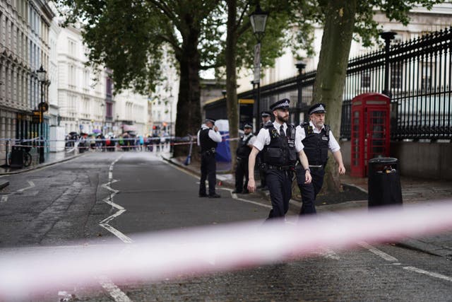 Police outside the British Museum following the alleged incident (Jordan Pettitt/PA)