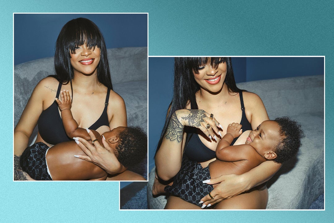 Rihanna debuted the maternity range with photos of her breastfeeding her son, RZA