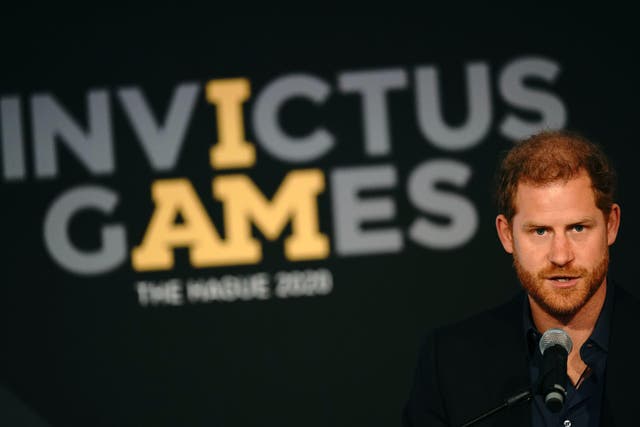 <p>The Duke of Sussex speaking during the Invictus Games in The Hague, Netherlands in 2022 (Aaron Chown/PA)</p>