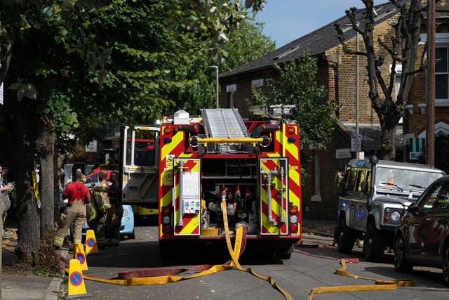 Emergency services at the scene on Elsley Road in Battersea, south west London, following a house explosion. Picture date: Thursday August 10, 2023.