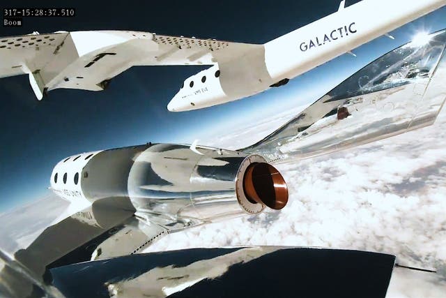 <p>Three people reached the edge of space on Virgin Galactic’s first space tourism flight (Virgin Galactic/PA)</p>