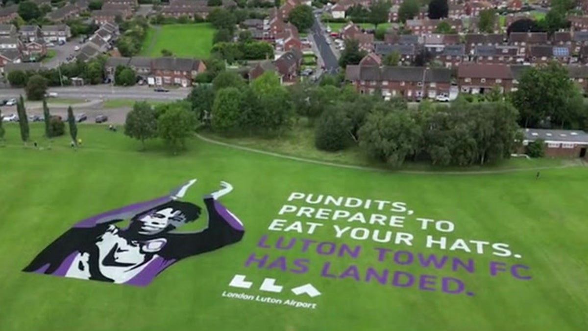 ‘Pundits, prepare to eat your hats’: Airport backs Luton Town with giant flight path message