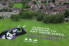 ‘Pundits, prepare to eat your hats’: Airport backs Luton Town with giant flight path message