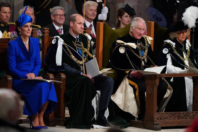 The Princess of Wales and the Prince of Wales with the King and Queen (Andrew Milligan/PA)