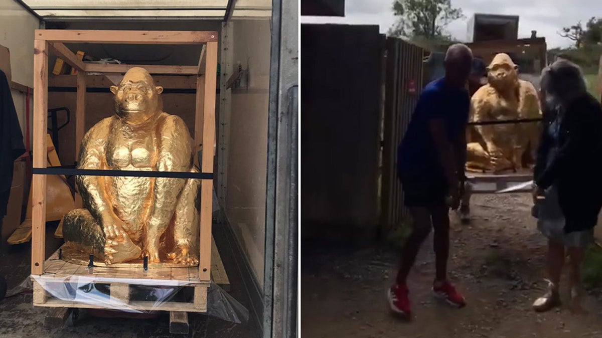 45kg chocolate recreation of famous gorilla arrives at Bristol Zoo to be put on display