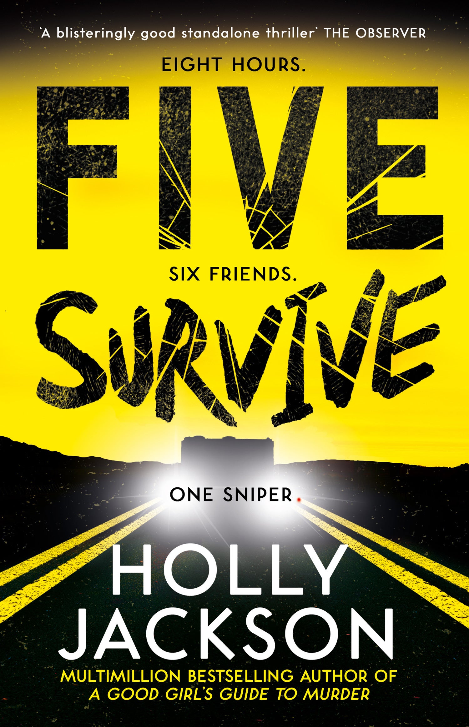 The cover of Jackson’s third novel, ‘Five Survive’, which gained the highest week one sales of any YA hardback in 2022