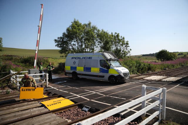 Police at the scene of the Carmont rail incident in August 2020 (Jane Barlow/PA)