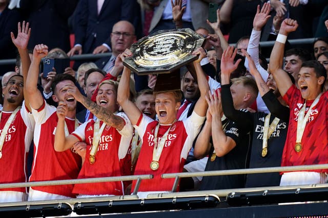Arsenal struck the first blow of the new season by defeating Premier League champions Manchester City in the Community Shield (John Walton/PA)