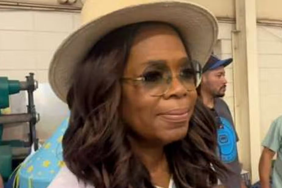 Oprah Winfrey has been handing out humanitarian aid at emergency shelters