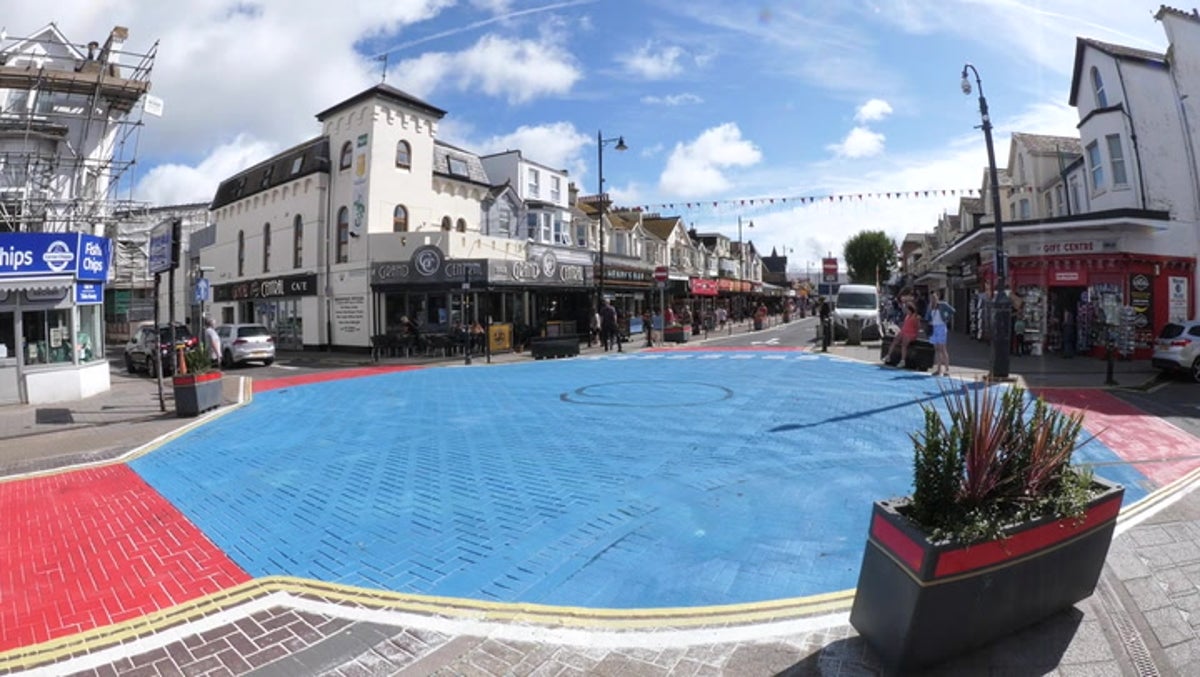 Locals slam council after seaside town’s golden mile painted blue