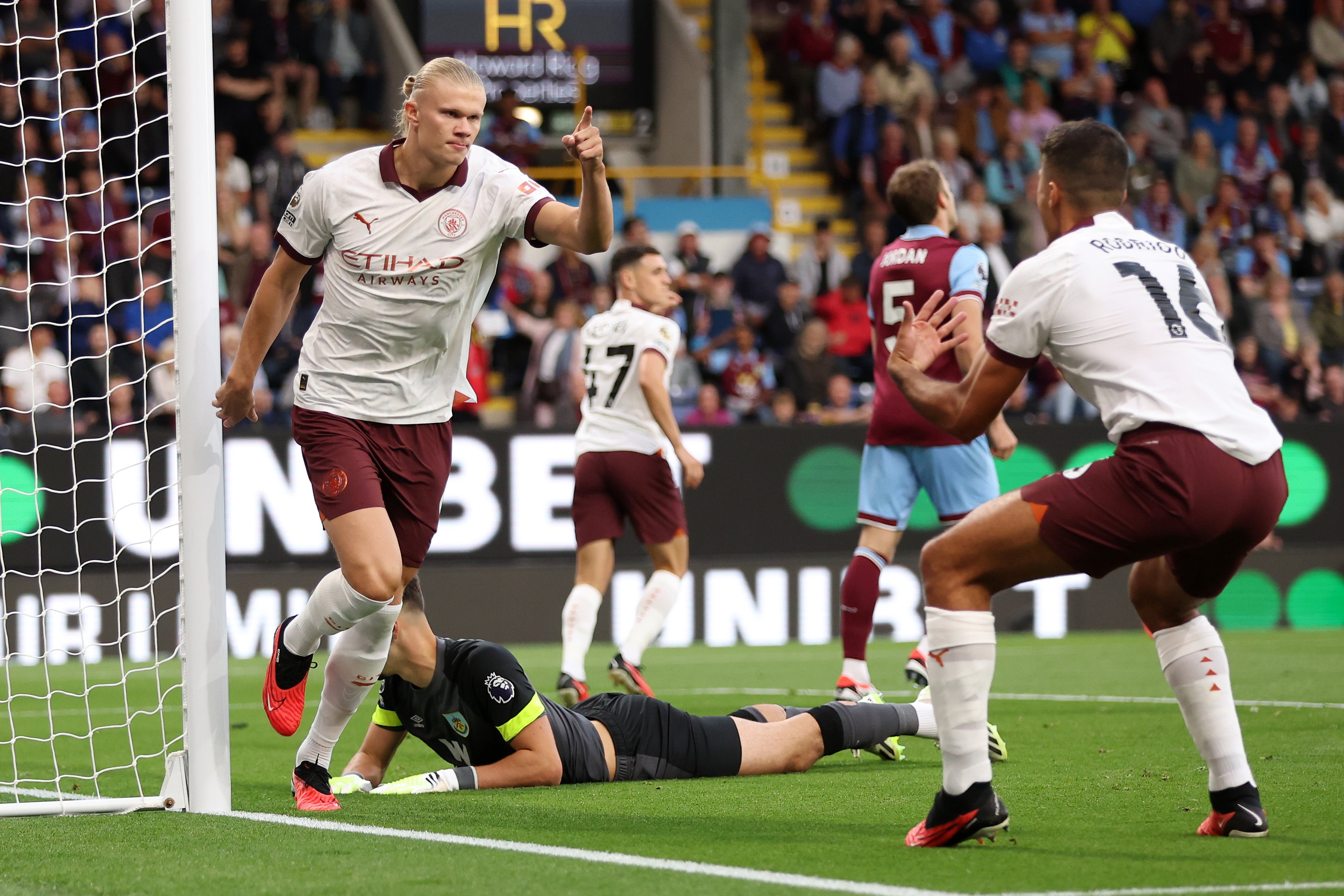 Haaland’s first touch of the season ended up in the back of the net