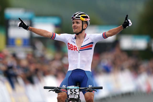 Tom Pidcock was crowned mountain bike cross-country Olympic world champion in Glentress Forest on Saturday (Tim Goode/PA)