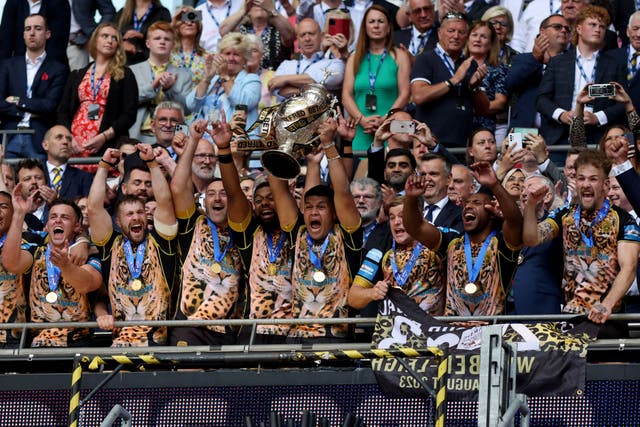 Leigh Leopards celebrated a dramatic Challenge Cup final win (Nigel French/PA)