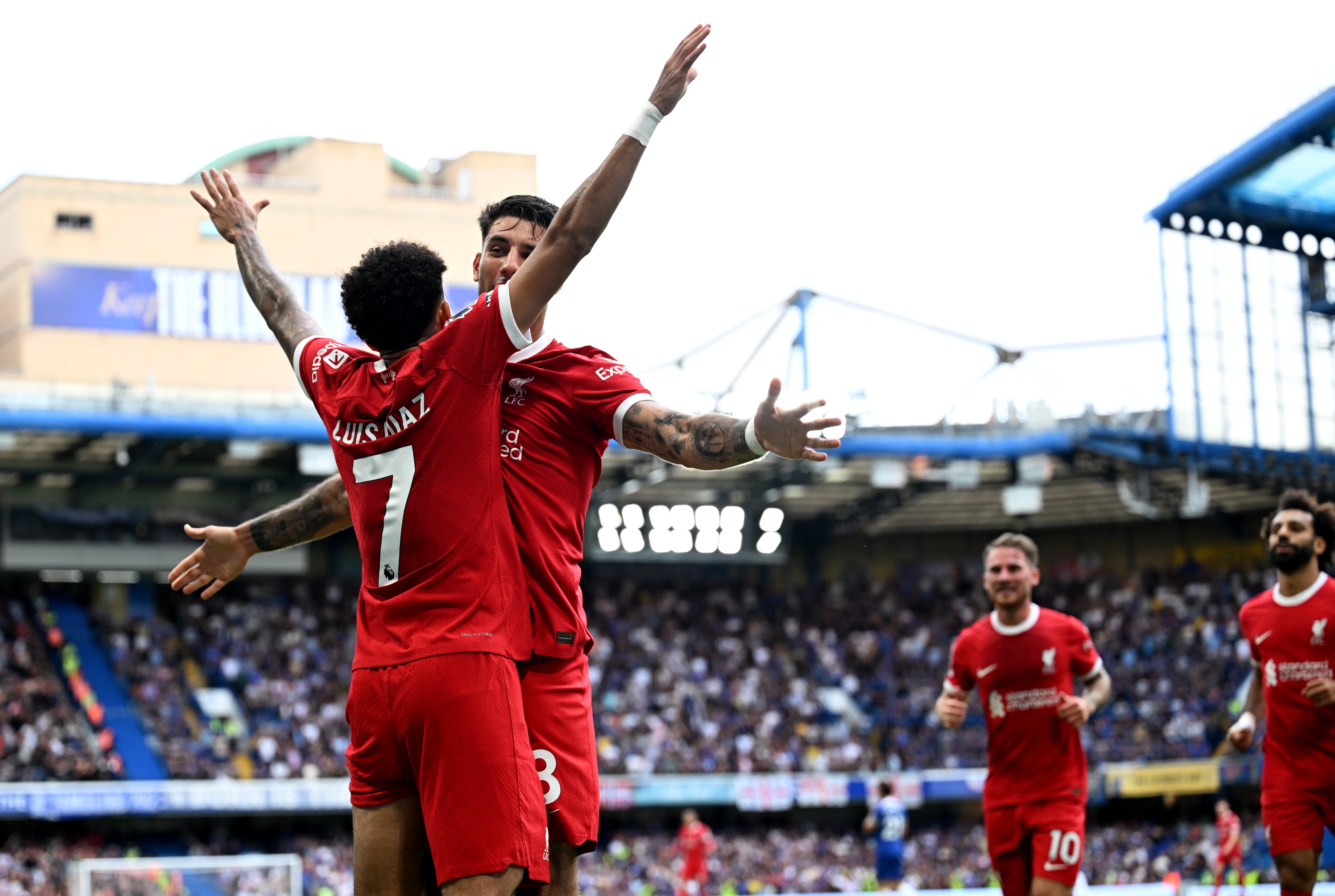 Luis Diaz celebrates scoring Liverpool’s opener