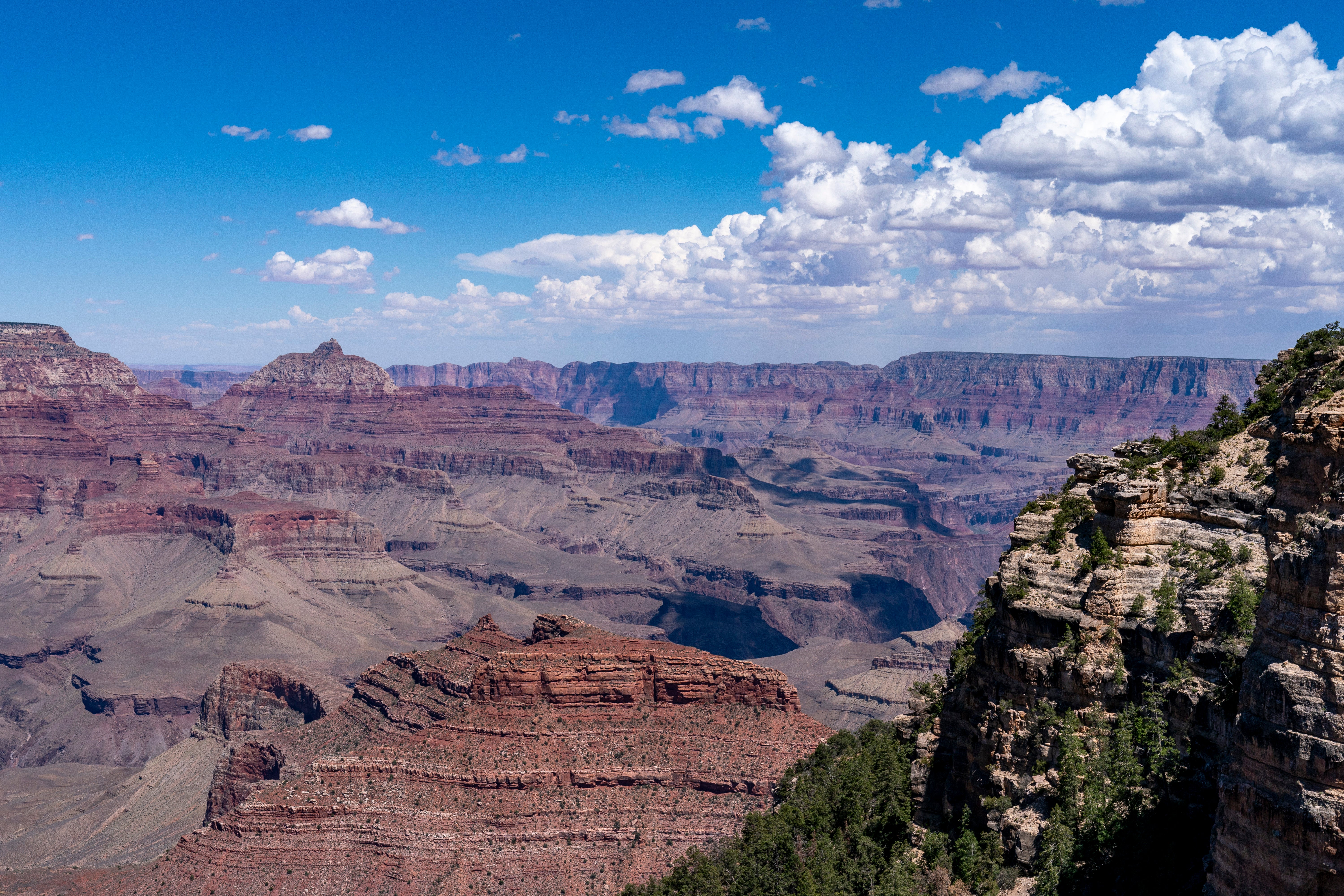 Clouds pass over the South Rim of Grand Canyon National Park in Grand Canyon Village