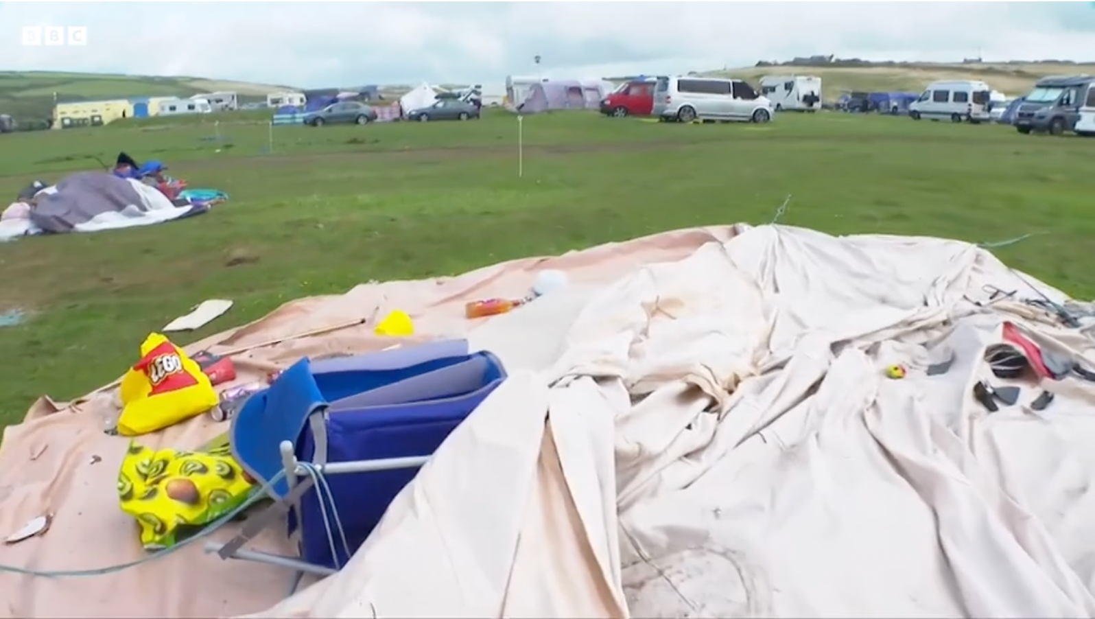 A car crashed into the campsite in Pembrokeshire, Wales, on Saturday