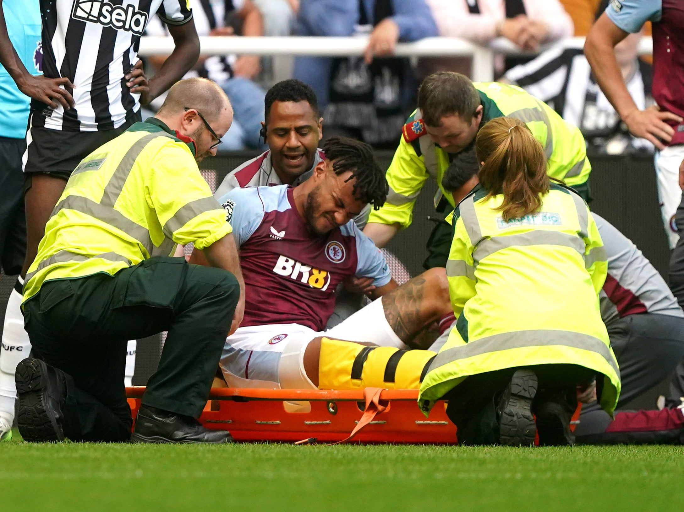 Tyrone Mings was in significant pain as he went down with a knee injury against Newcastle