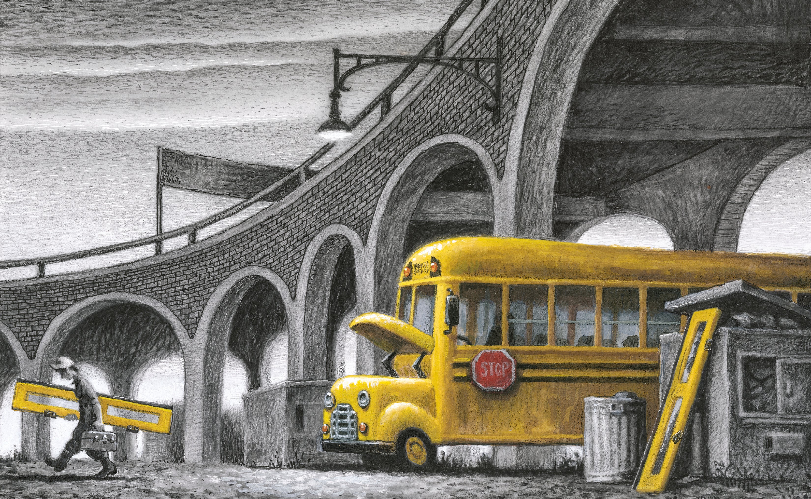 Black Ink School Bus Art: Canvas Prints, Frames & Posters