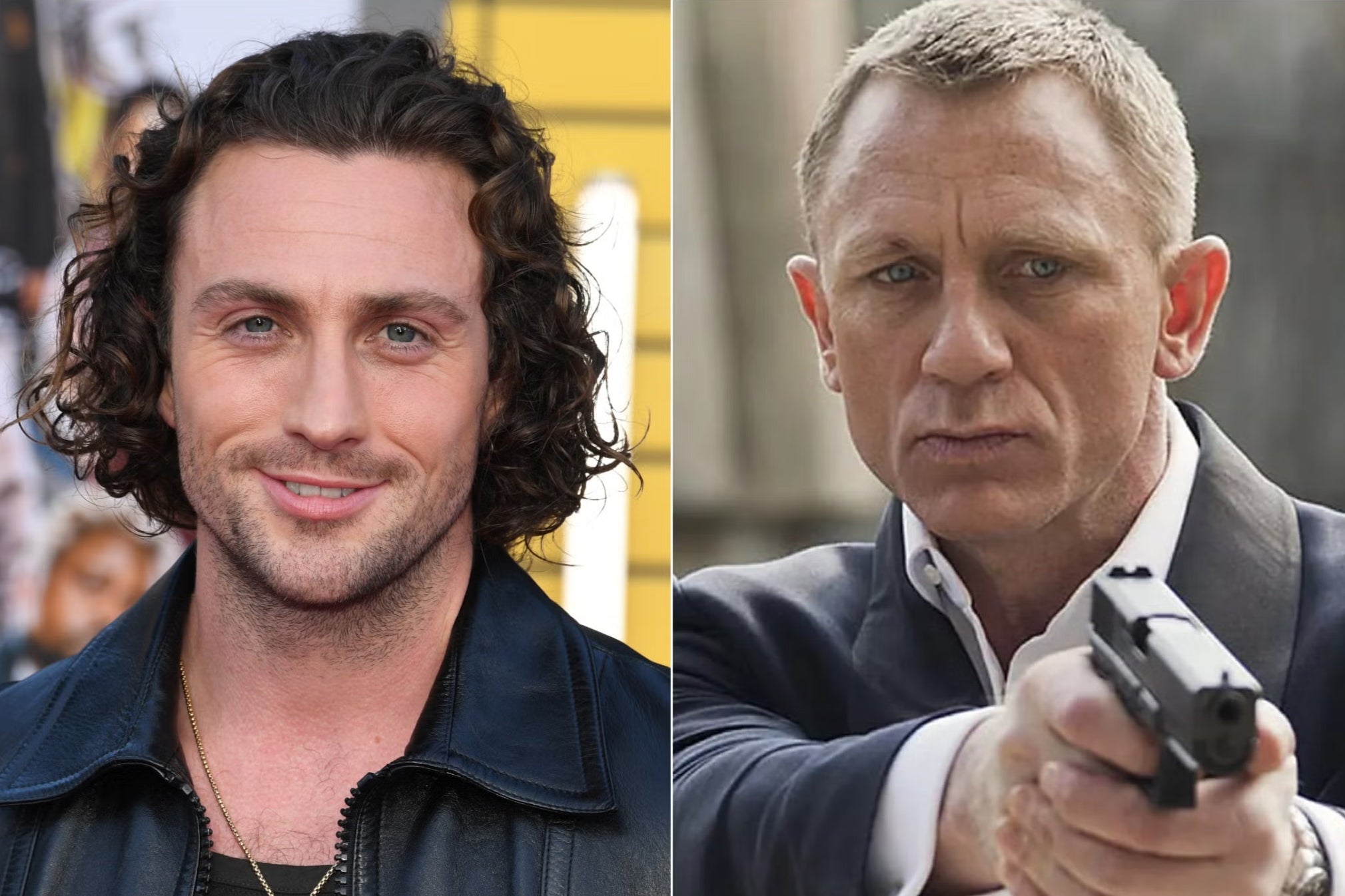 Aaron-Taylor Johnson (left) and Daniel Craig as James Bond