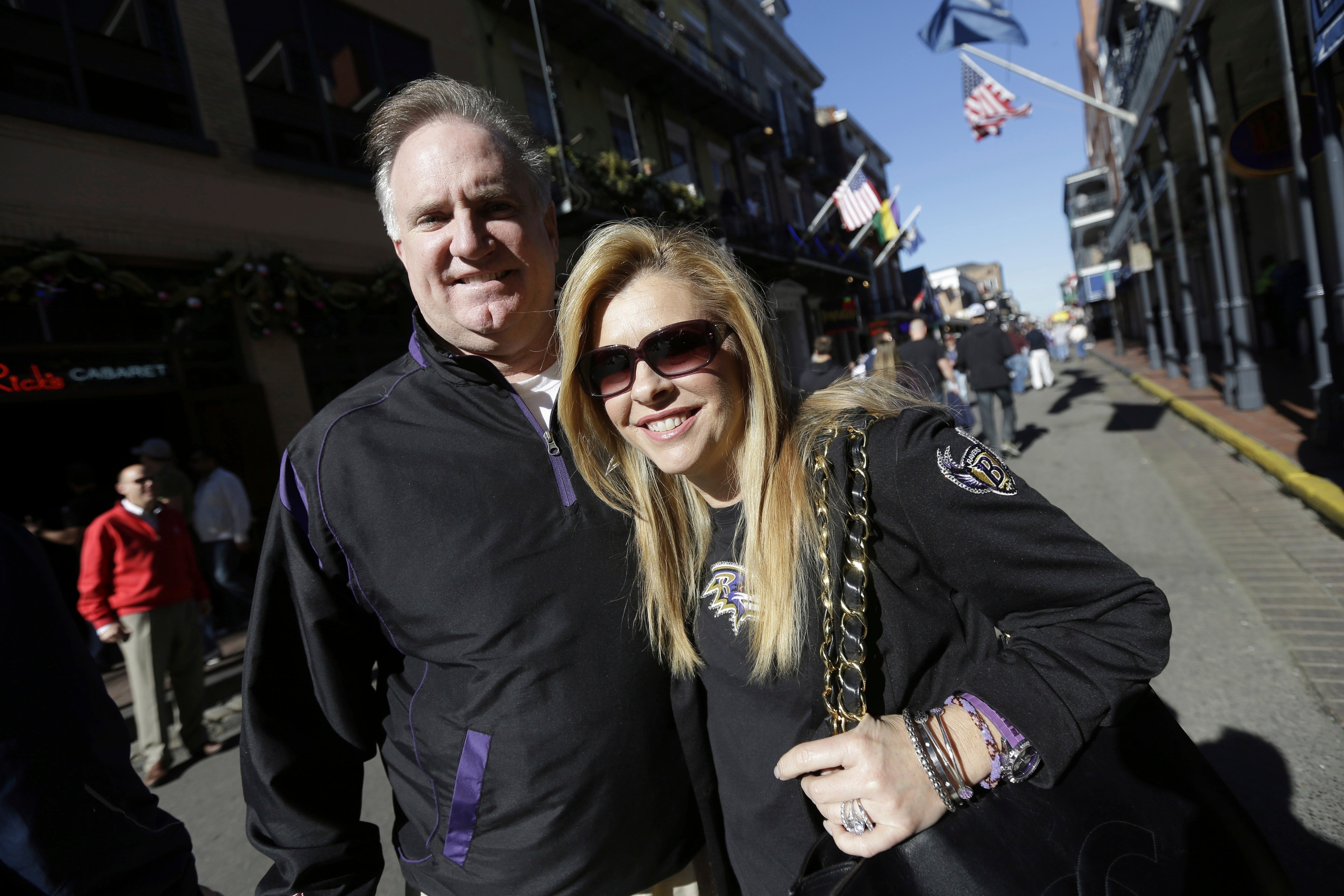 FILE - Sean and Leigh Anne Tuohy stand on a street in New Orleans, Feb. 1, 2013.