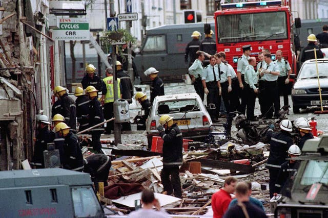 The devastation caused by the Real IRA bomb in Omagh on August 15 1998 (Paul McErlane/PA)