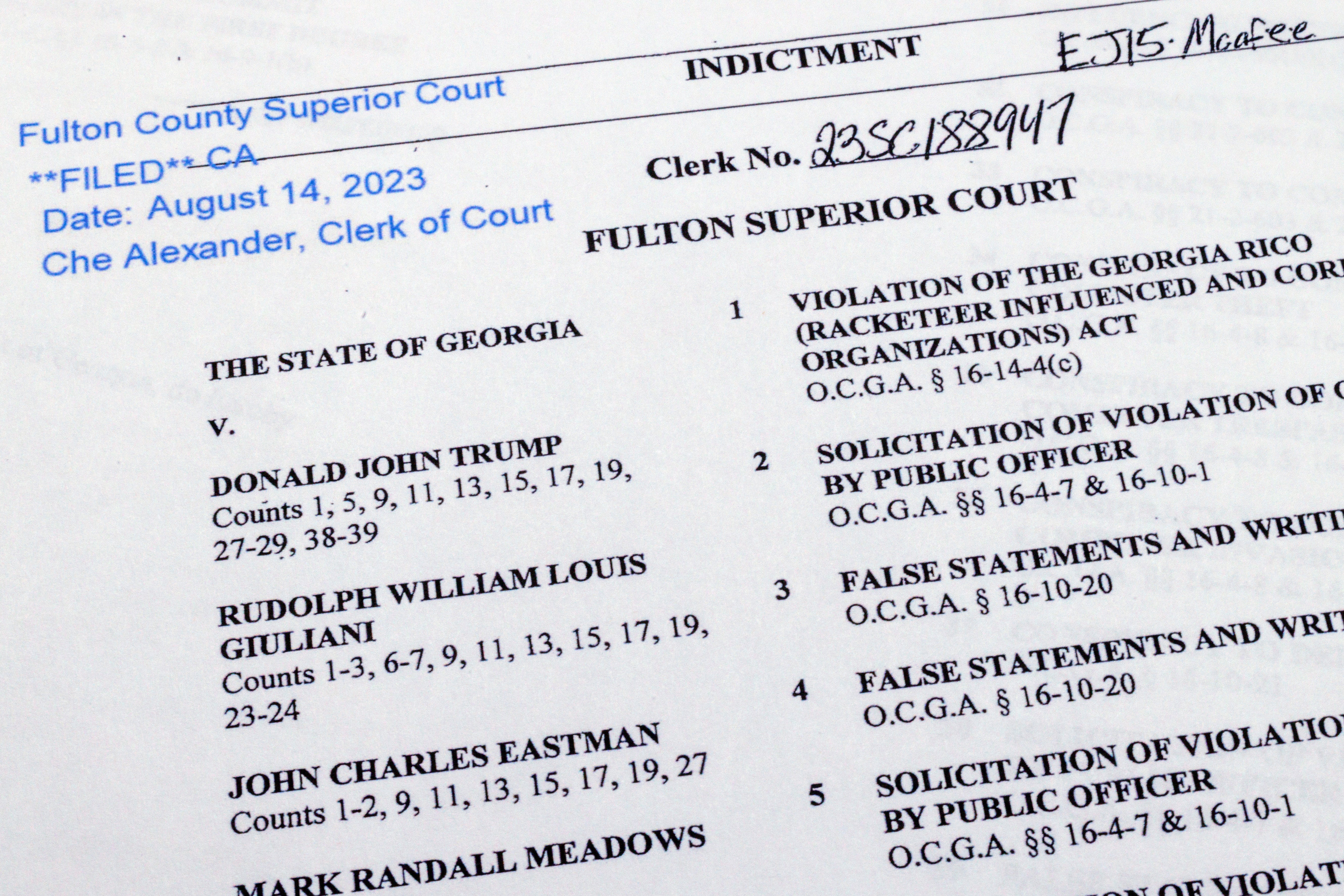 The indictment in Georgia against former President Donald Trump