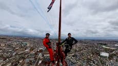 Thrill-seekers scale 520ft Blackpool Tower for stunning Red Arrows selfie