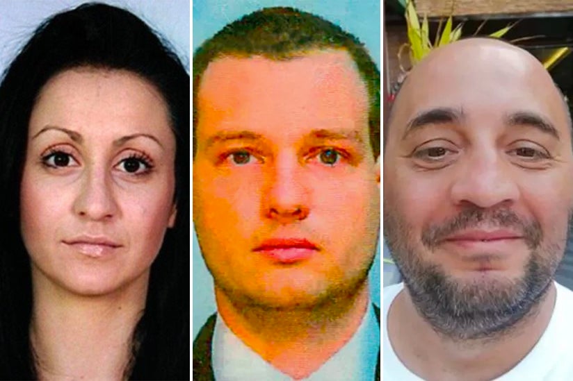 Suspected spies: (from left) Katrin Ivanova, Orlin Roussev and Biser Dzhambazov