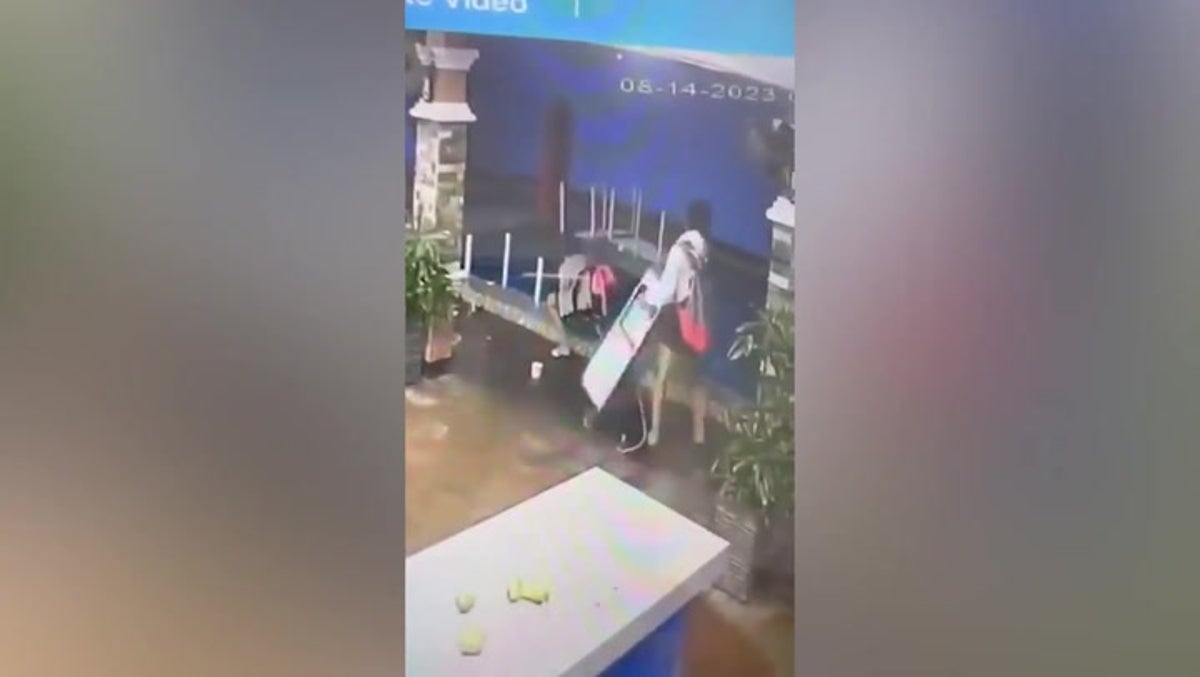 Watch: Hotel guests throwing furniture into pool caught on camera