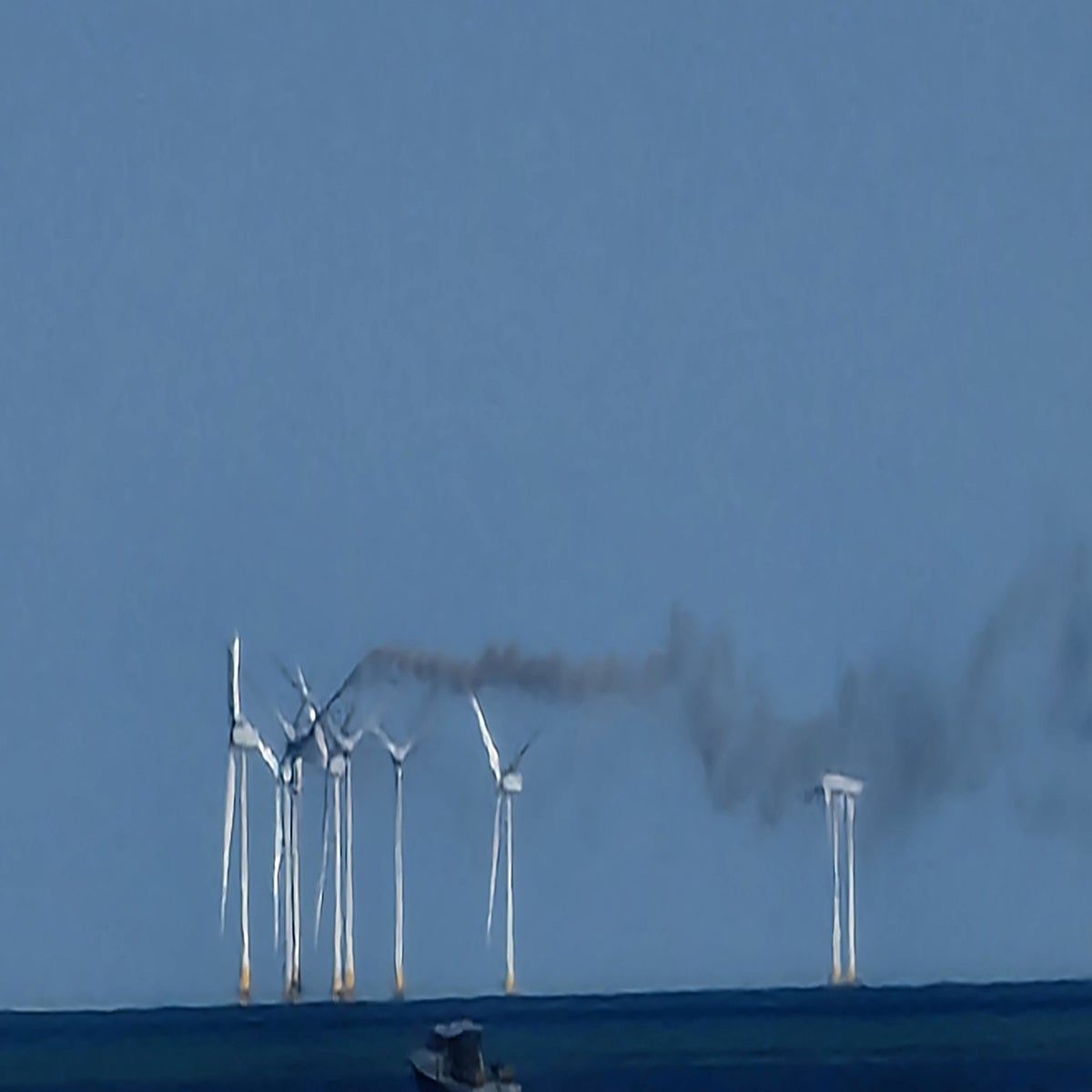 Wind turbine catches fire off British coast prompting evacuations