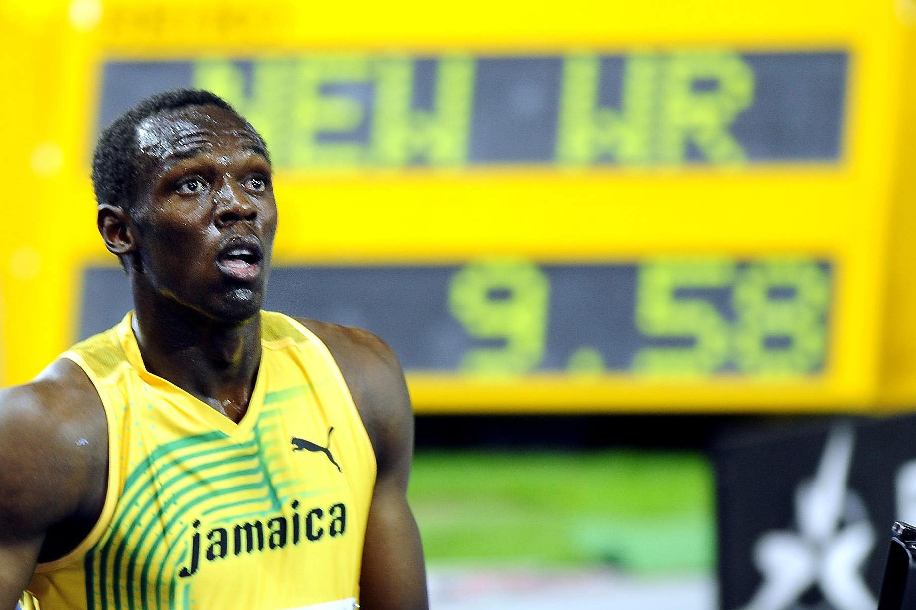 Usain Bolt celebrated his new world record, on this day in 2009 (John Giles/PA)