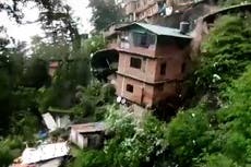 Himachal Pradesh: Moment homes destroyed as huge landslide carves cliff away in front of screaming witnesses