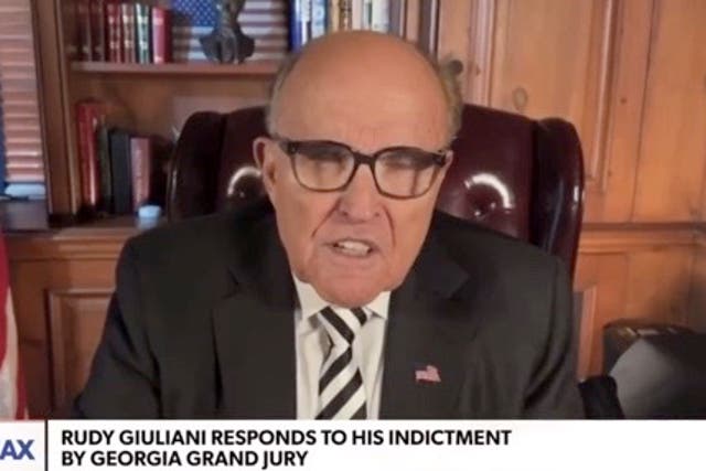 <p>Rudy Giuliani fumed about the use of the RICO Act against him on Newsmax</p>