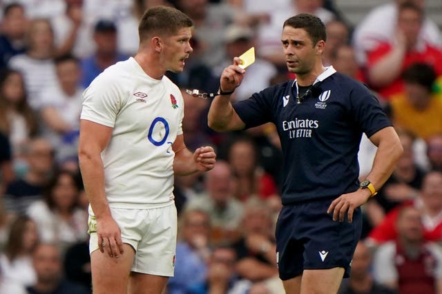 Owen Farrell’s yellow card against Wales was upgraded to a red (Joe Giddens/PA)