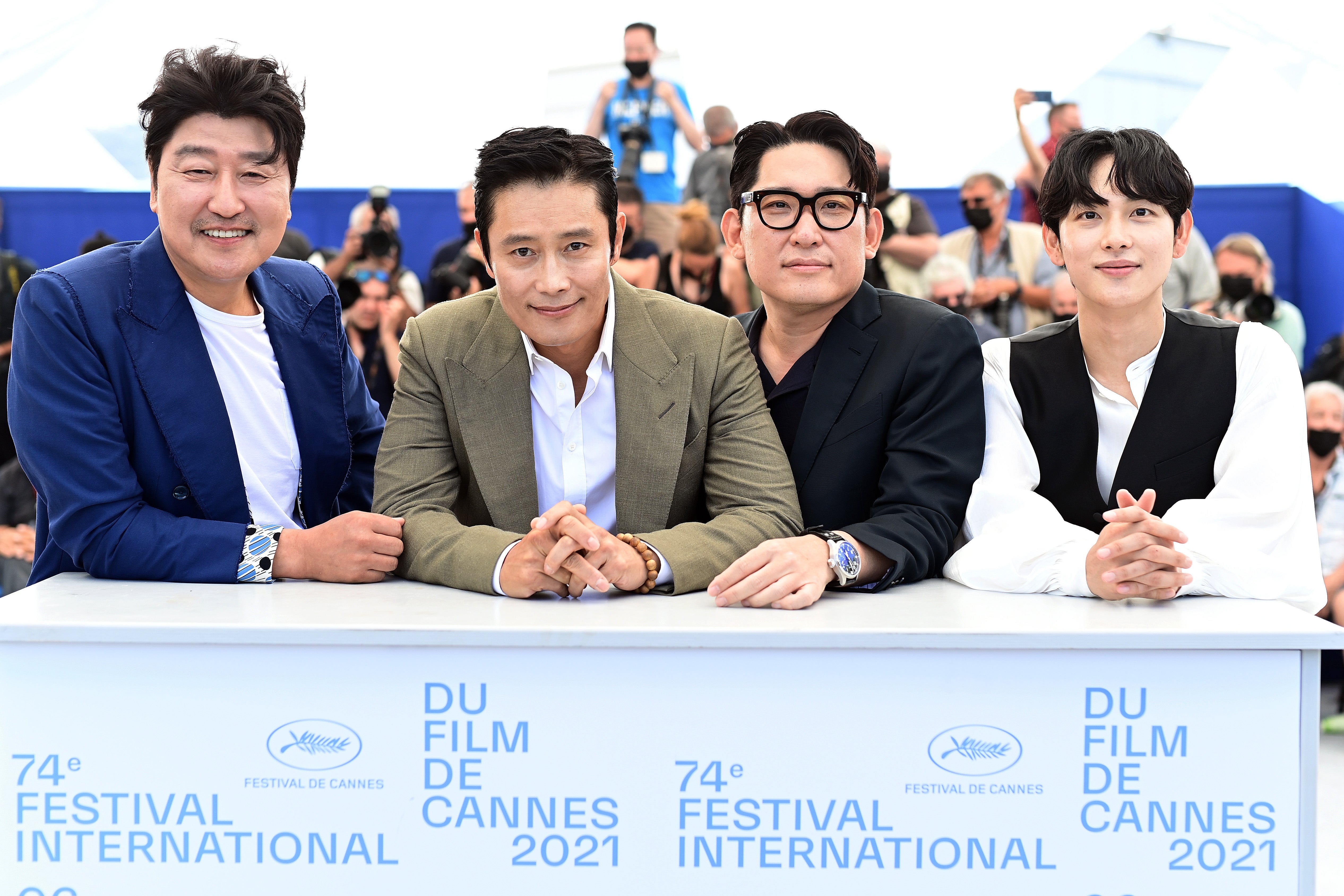 Song Kang-ho, Lee Byung-hun, Director Han Jae-rim and Yim Si-wan at Cannes Film Festival