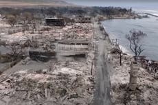 Horror drone footage shows historic town of Lahaina burned to ground after devastating wildfires