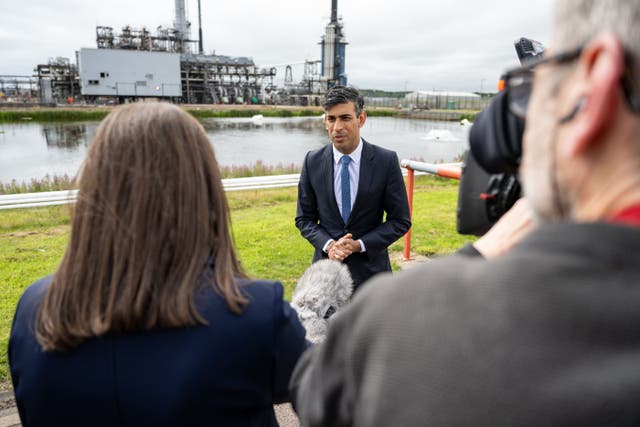 Rishi Sunak said he is committed to net zero but called for it to be reached without costing the public (Euan Duff/PA)