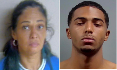 Sheila Agee has been charged for allegedly aiding her son Keith Agee (rigth) murder the mother of his child