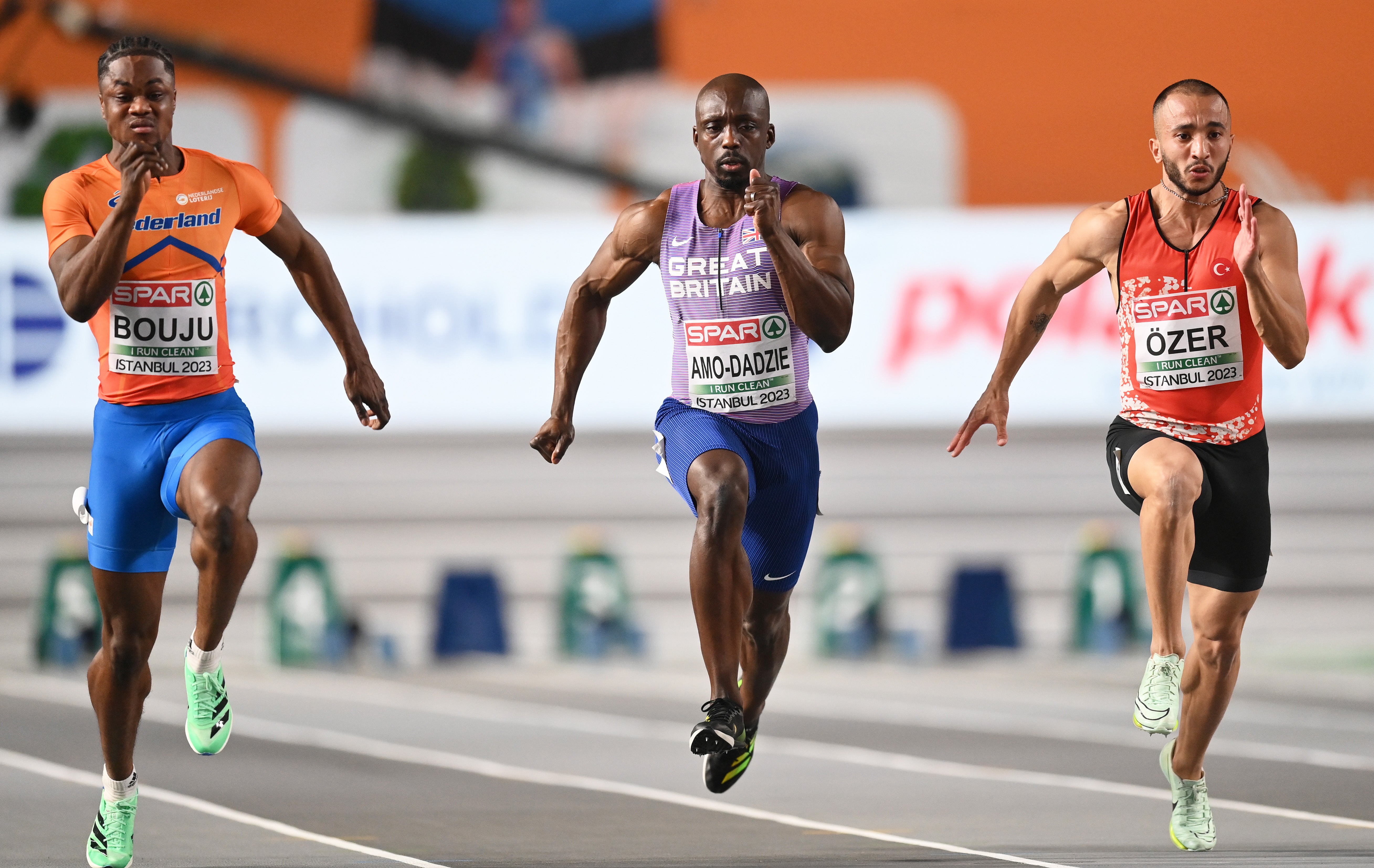 Eugene Amo-Dadzie in action during the European Indoor Championships in March