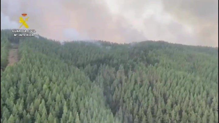 <p>Smoke billows from Tenerife wildfire as firefighters battle to contain blaze</p>